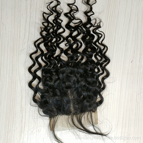 4*4 T Part half hand made Closure  Popular style Human Hair Water wave Toupee